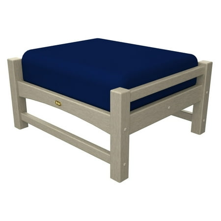 Trex Outdoor Furniture Recycled Plastic Rockport Club Ottoman with Sunbrella Cushion