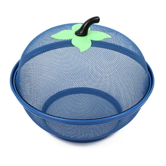 Metal Fruits Bowl with Mesh Lid and Basket, Fruit Cover Against Fruit Flies, Large Capacity Mesh Fruit Basket