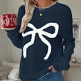 thumbnail image 2 of zaveiop Women Bow Sweater Y2k Crewneck Long Sleeve Knitted Pullover Teen Girls Oversized Sweaters Cute Fall Tops (Blue, S), 2 of 5