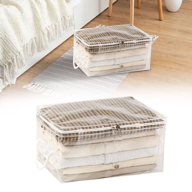 Harpily Sac de Rangement Transparent à Fermeture Éclair Sac de Rangement pour Vêtements Couverture Lin Drap de Lit Couverture Oreiller Sac de Rangement