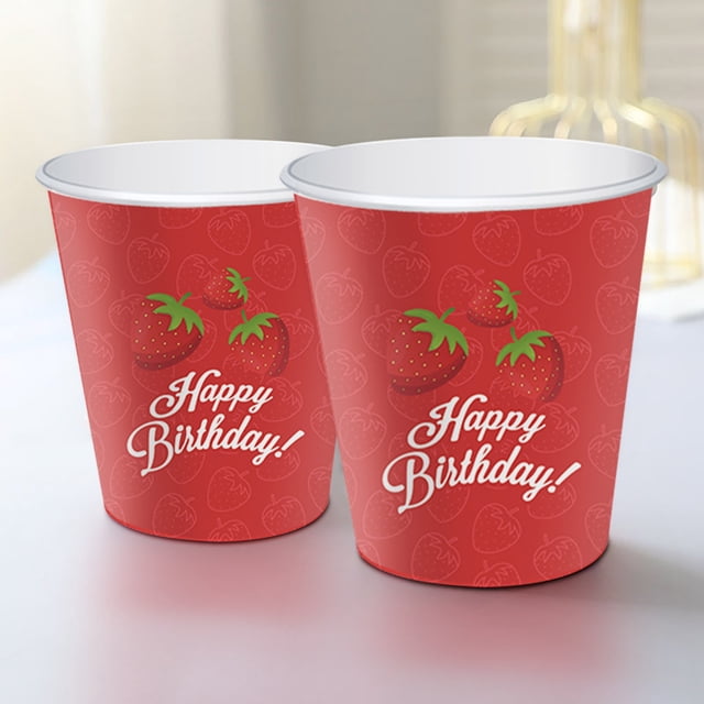TIMIFIS Disposable Tableware Strawberry Party Theme Tableware Set Disposable Decorative Tableware Paper Set Kitchen Appliances