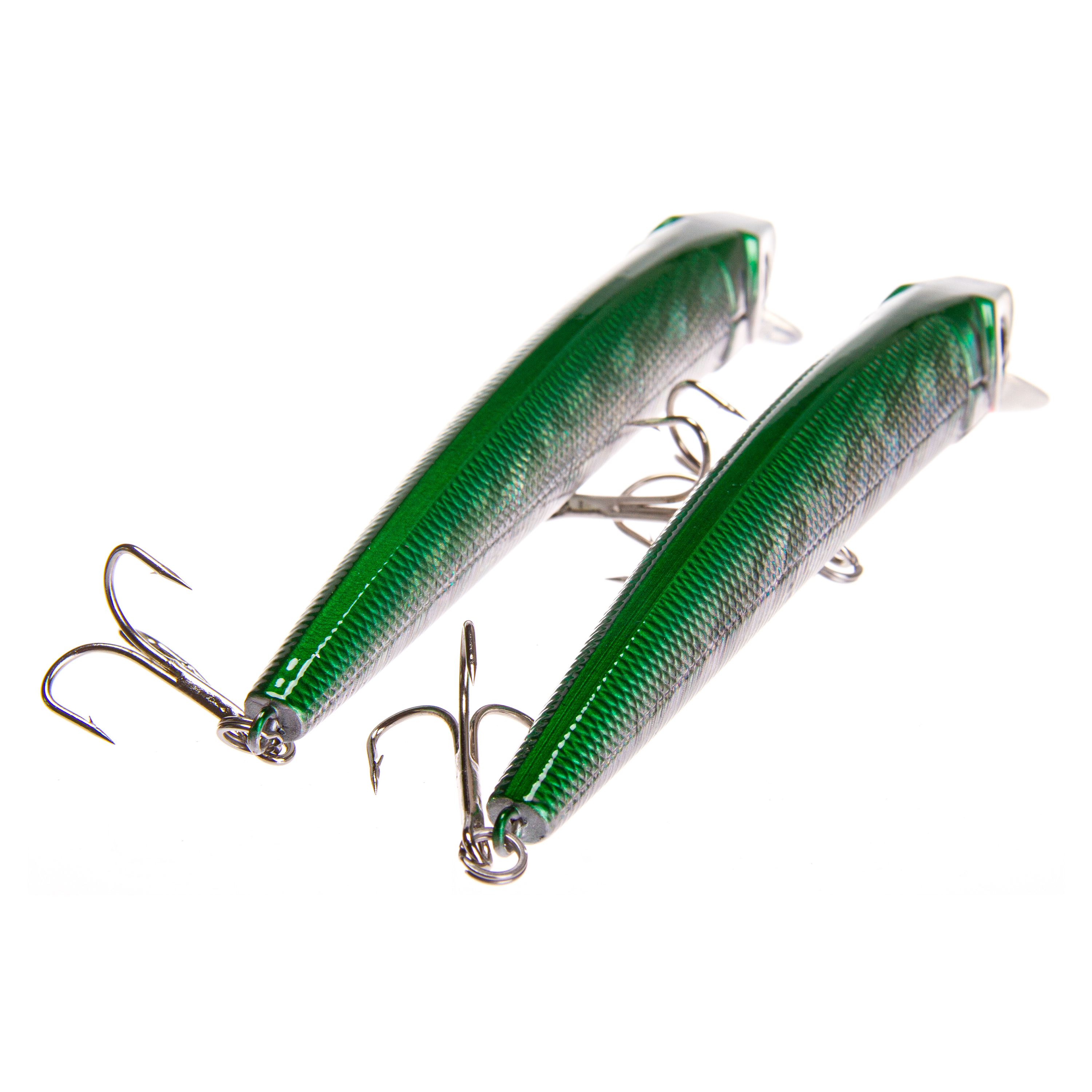 Ozark Trail Inshore Saltwater Minnow Fishing Lures, Green/Silver, Hard Bait, 2-Pack