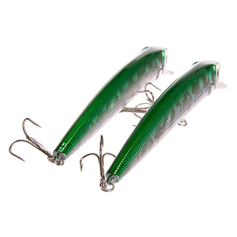 Ozark Trails Hard Plastic Saltwater Inshore Minnow Fishing Lures, 2-pack. Painted in Fish Attracting Colors.