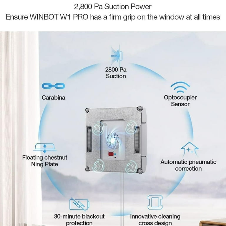 ECOVACS Winbot W1 Pro Window Cleaning Robot, Dual Water Spray, App