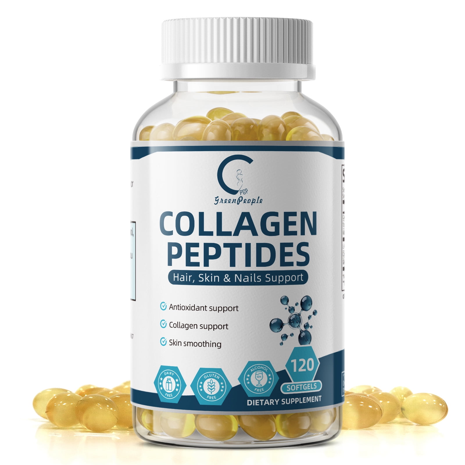 GPGP GREENPEOPLE Collagen Peptides Softgels with Vitamin C & Antioxidant Blend – Supports Skin Health & Radiance, Non-GMO & Gluten-Free, 120 Softgels (60-Day Supply)