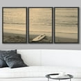 thumbnail image 2 of wall26 - 3 Piece Framed Canvass Wall Art - Beach and Surf Board - Mallorca - Modern Home Art Stretched and Framed Ready to Hang - 24"x36"x3 Black, 2 of 5