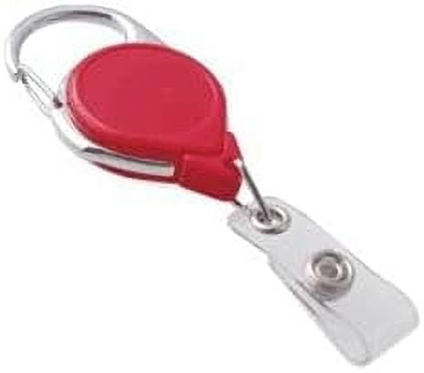 Bulk 100 Pack - Professional Twist Free Carabiner Badge Reel with Long 34" Reach - Round No Twist Retractable Lanyard Clip for Crafting, Office & Government Premium Badge Holders (Red)
