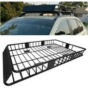 67" x 39" x 5.1'' Universal Roof Rack Cargo Carrier Basket with Extension Heavy Duty Steel Car SUV Top Luggage Storage Holder Basket for Travel 550LBS Weight Capacity