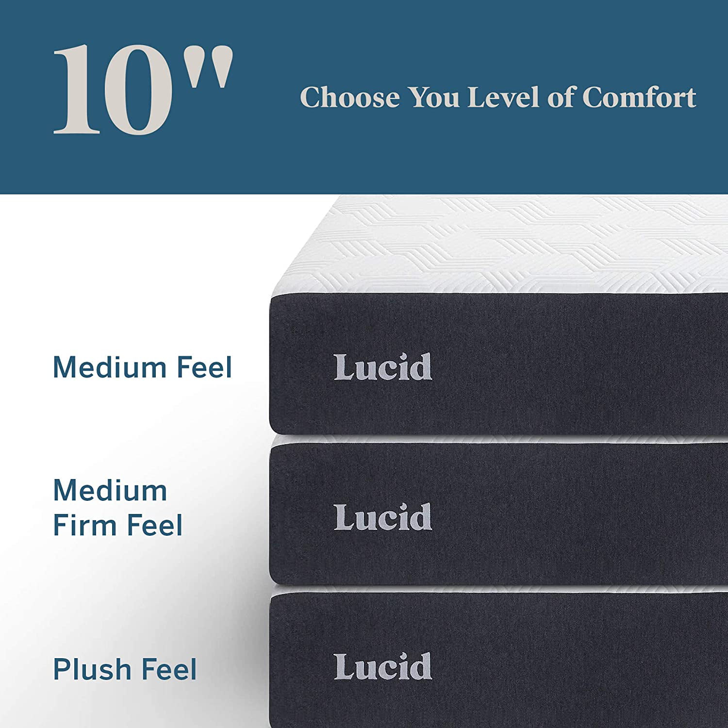 LUCID 10 Inch Memory Foam Firm Feel – Gel Infusion