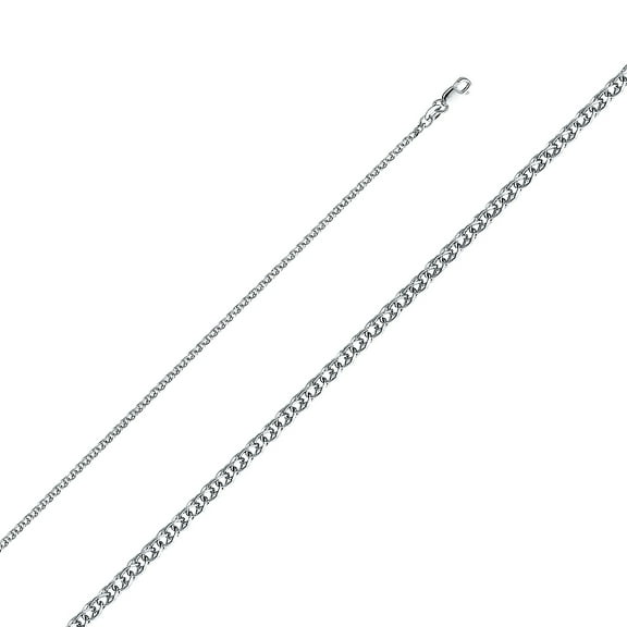 Precious Stars Genuine 14k White Gold 2mm Flat Open Wheat Chain Necklace for Men and Women - Perfect for Pendants - Available in 16" 18" 20" 22" 24"