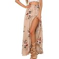 thumbnail image 1 of Falda larga tipo pareo para playa con lazo en la cintura y diseño bohemio con flores para mujer, talla XL, 1 of 5