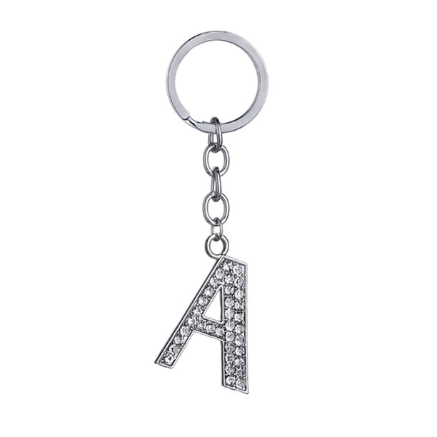 EeaseMX Llavero con letras del alfabeto, sencillo y elegante, de metal con diamantes de imitación, colgante para bolso, regalo de cumpleaños (letra A)