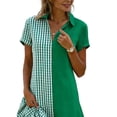 thumbnail image 6 of Horkkom Shirt Dresses for Women V Neck Short Sleeve Midi Dresses Summer Plaid Print Casual Dresses L, 6 of 6