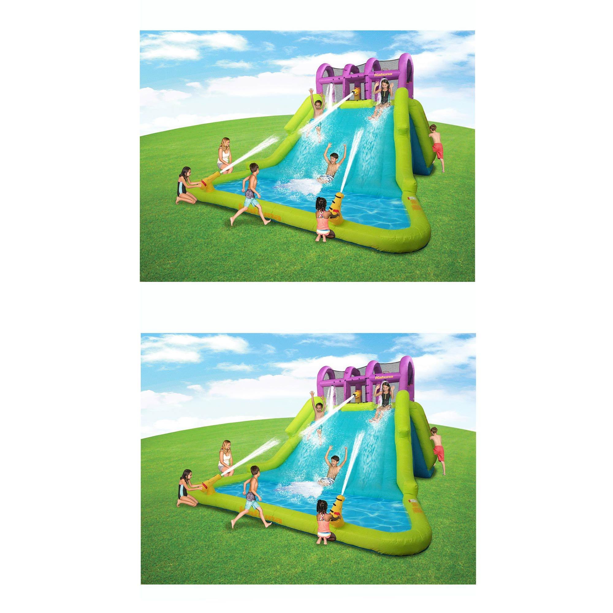 kahuna mega blast inflatable backyard kiddie pool and slide water park