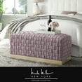 thumbnail image 1 of Nicole Miller Macheline Velvet Bench Intricate Woven Pattern Gold Stainless Steel Base, Lilac/Gold, 1 of 10