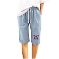 thumbnail image 2 of Puntoco Pantalones Cortos De Verano Mujer Moda 2024 Pantalones Cortos De Mujer Algodón Y Lino Estampado De Moda Cintura Elástica Pantalones De 5 Pulgadas Cordón Pantalones Cortos De 5 Pulgadas, 2 of 4