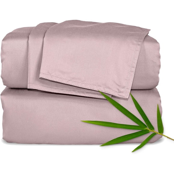Pure Bamboo California King Sheets, Genuine 100% Organic Viscose Derived from Bamboo Bed Sheet Set, Soft & Cooling, Double Stitching, 2 Year Quality Promise (California King, Dusty Pink)