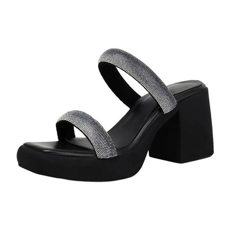 Jungdeepe Women s Sparkling Diamond Wedge Heels Open Toed Shower Sandals Women Non Slip Beaded Sandals for Women Flat Cat Sandals for Women Women s Heeled Sandals Sandals Women Size 6