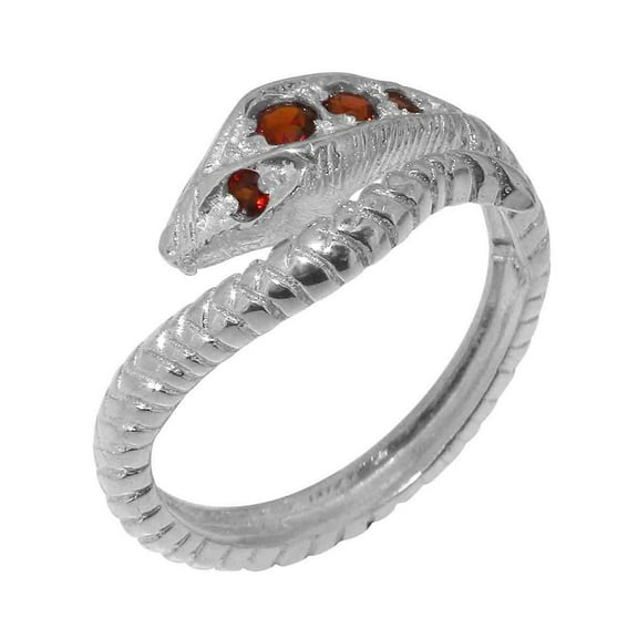 LBG British Made 10k White Gold Natural Garnet Womens Band Ring - 33 size options - Size 10