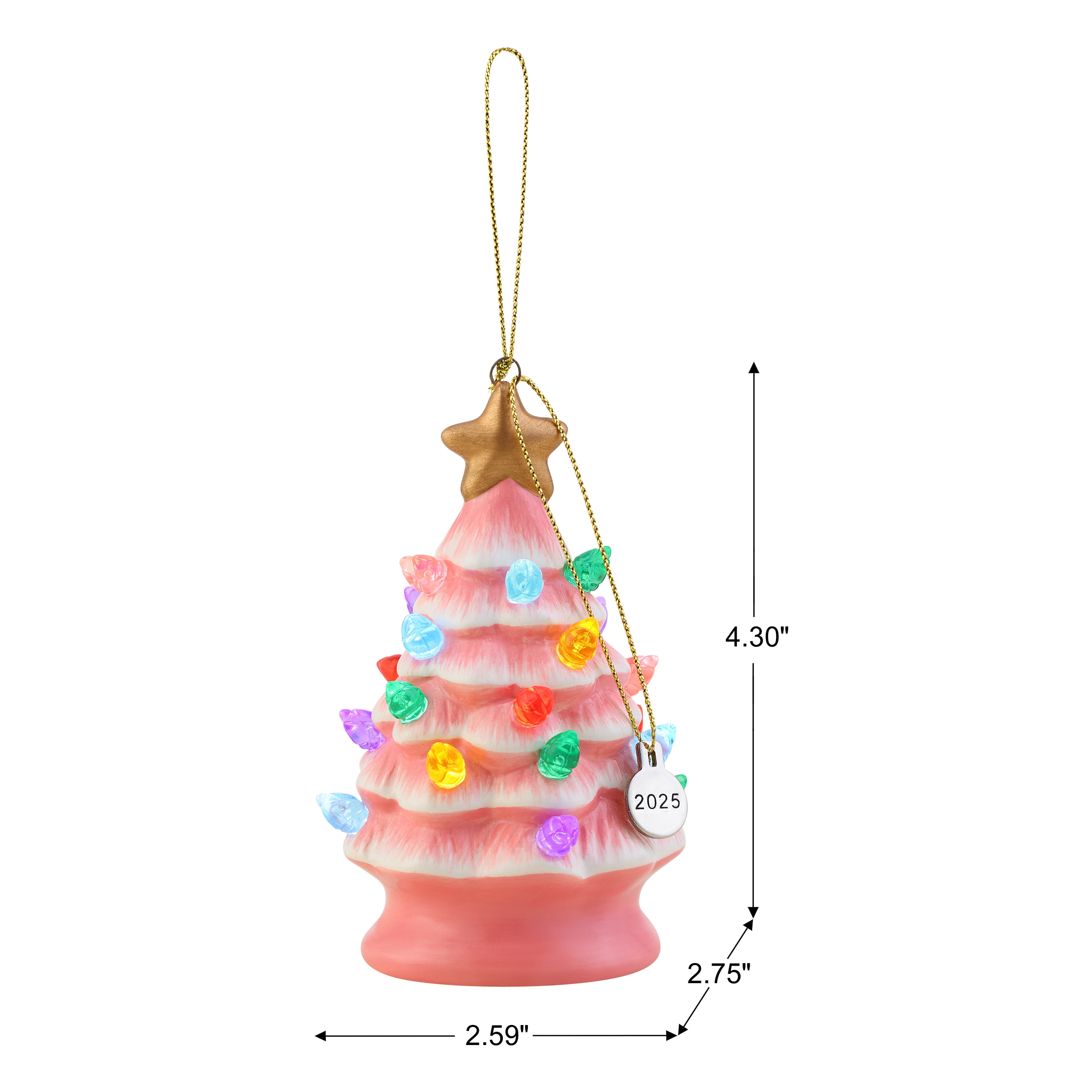 Mr. Christmas 4" Nostalgic Ceramic Tree Ornament, Pink