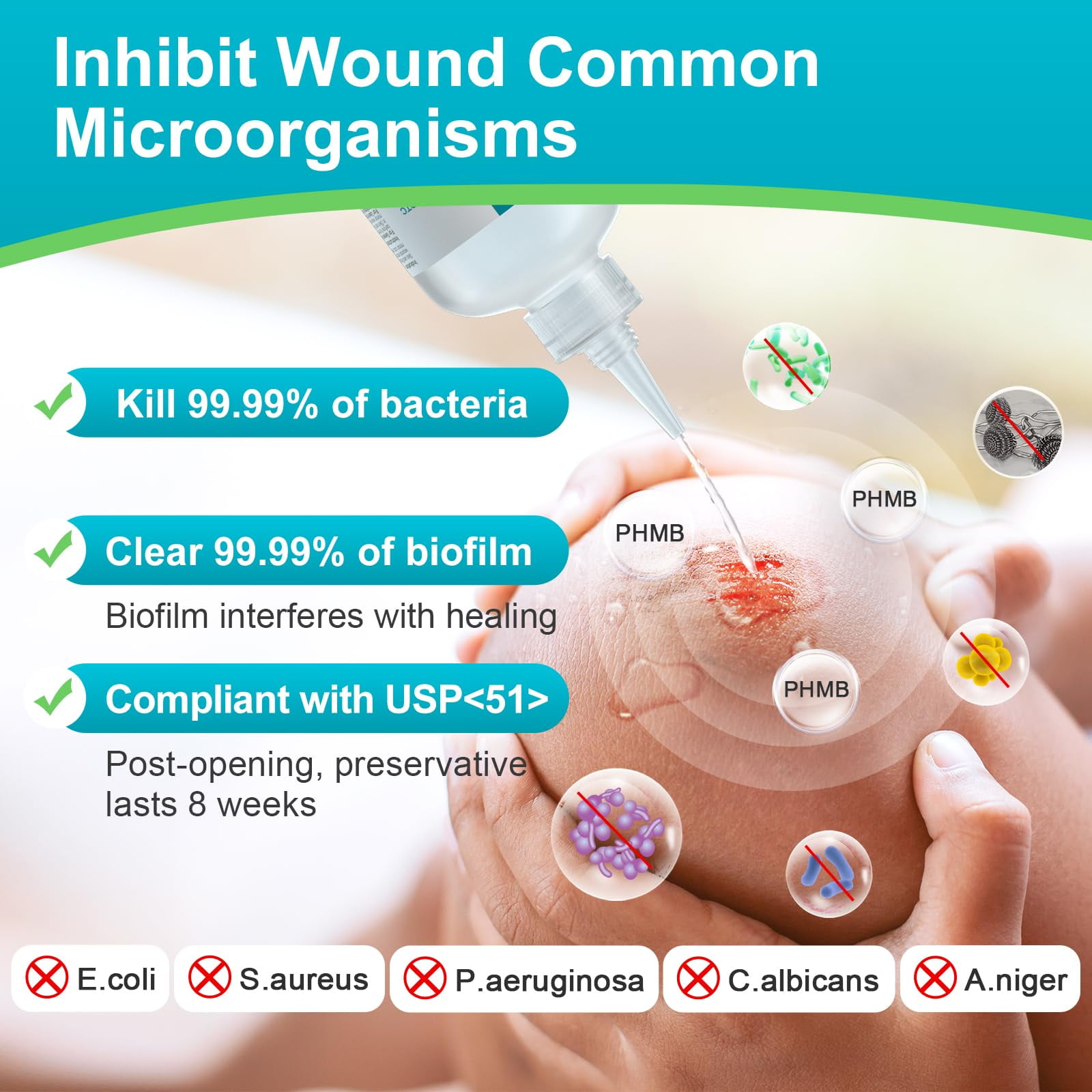(2 pack) Dimora Skin and Wound Cleanser, OTC First Aid Antiseptic Cleanser,Moistening Absorbent Antibacterial Wound Dressings for Cuts, Abrasions, Lacerations, Burns, Skin Cleansing and Rinsing, 8oz, 237mL