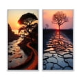 thumbnail image 2 of Designart "Sunset Silence Lone Tree in Stunning View II" Landscape Trees Framed Wall Art Set Of 2 - Traditional Red Framed Wall Art Set Of 2, 2 of 6