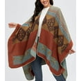 thumbnail image 4 of PIKADINGNIS Women's Winter Poncho Capes Vintage Open Front Tassel Blanket Shawl Wrap Cardigan Coat, 4 of 6