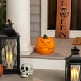 thumbnail image 4 of Northlight 9.75" Jack-O-Lantern Animated Double-Sided Halloween Pumpkin - Orange/Green, 4 of 10