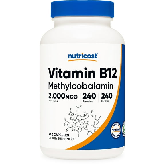 Nutricost Vitamin B12 2000mcg, 240 Capsules - Gluten Free & Non-GMO Supplement