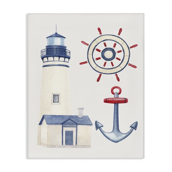 Stupell Industries Nautical & Boating Gear Nautical & Beach Painting Wrapped Canvas Art Print Wall Art, 16 x 20