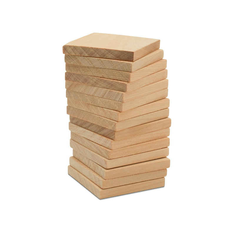 Wood Tiles, 1-1/2 x 1-1/2 Inch, Pack of 50 Blank Wood Squares for