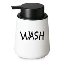 Farmhouse Ceramic Dish Soap Dispenser with Pump.Hand Soap Dispenser, 12oz Dish Soap Pump for Bathroom (WASH, White)