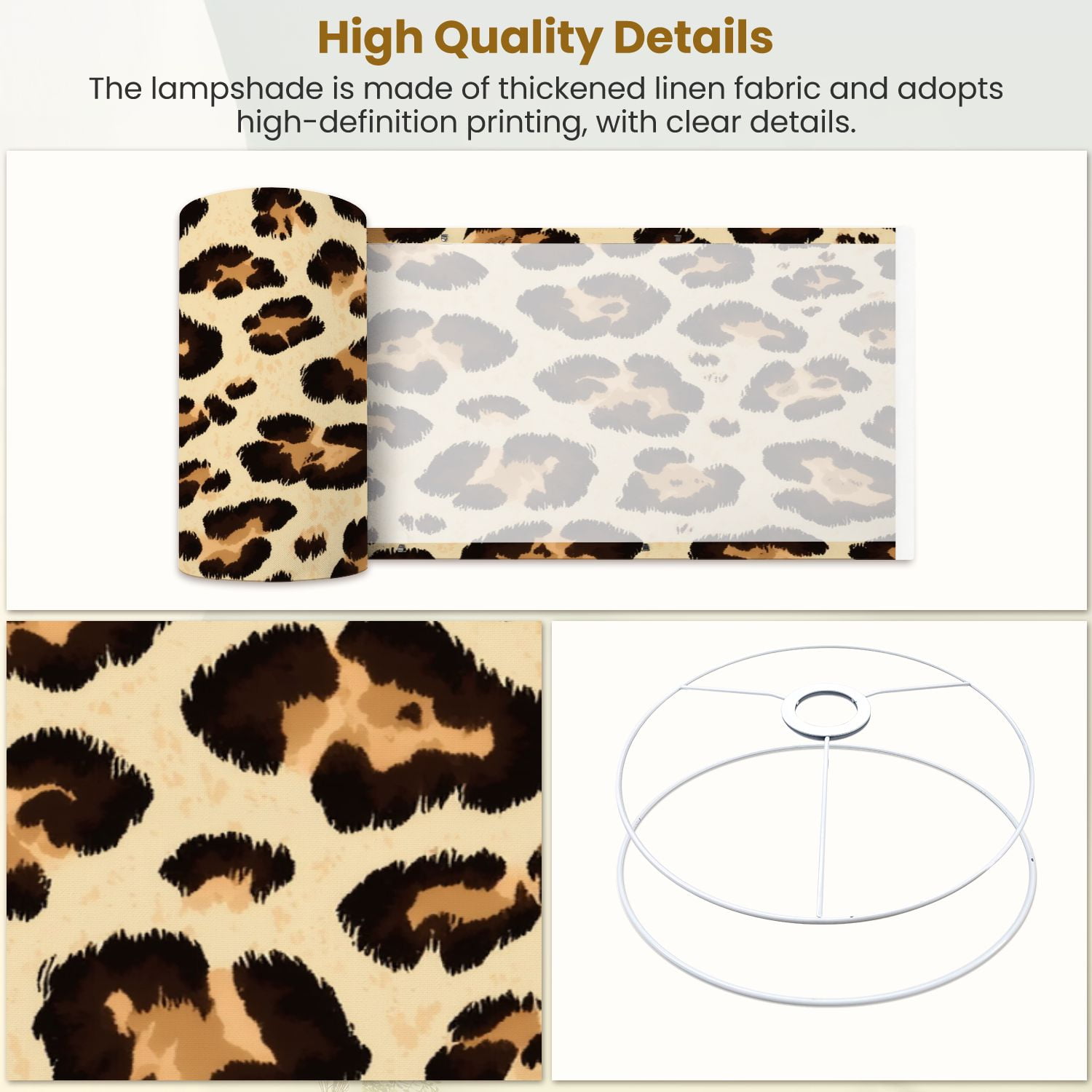 Lampshades 2 Pack leopard hand drawn design 13"x13"x10" Light Shade for Table Lamps Floor Lamps Drum Lamp Shades Lampshade Replacement Easy Assembly