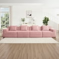 thumbnail image 3 of Modular 4 Seat Boneless Sofa, Cloud Sectional Couch with Deep Seat, Modern Modular 4-Seat Sofa Couch with Throw Pillows Corduroy Fabric Pink, 3 of 11