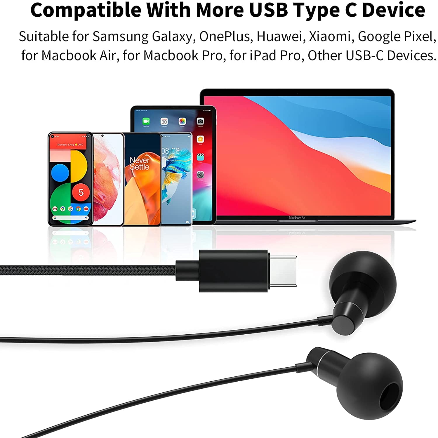 USB C Headphones Sleep in-Ear Earphones 