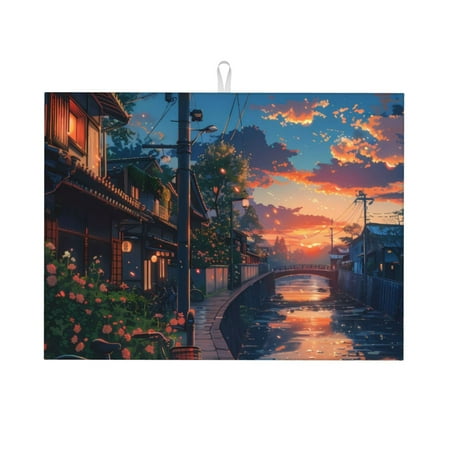 

Dish Drying Mat Twilight Canal Reflection Highly Absorbent Microfiber Drying Mat Kitchen Counter or Sink Drawer Liner 18x24 Kitchen Drying Mat Coffee Mat Kitchen Essentials