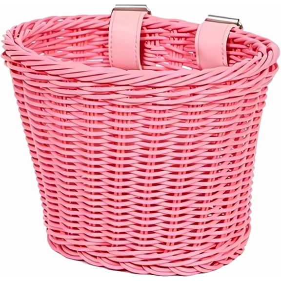 Woven Wicker Bike Basket for Kids Front-Mounted Bicycle Basket