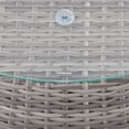 thumbnail image 4 of CorLiving Parksville Resin Wicker and Steel Round Outdoor Coffee Table with Tempered Glass Top, Grey, 4 of 5
