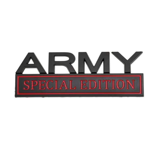 Calcomanía de Parachoques Edición Especial del Ejército Única de Bargains, Metal Impermeable Negro Rojo para Motocicleta, Ventanas, Laptops, Maletas, Sticker para Bloquear Rasguños 12x4.3cm