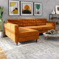 thumbnail image 4 of Pemberly Row Mid-Century L-Shaped Velvet left-facing Sectional in Orange, 4 of 6