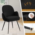 thumbnail image 4 of Black Dining Chairs Set of 2, Modern Boucle Fabric Upholstered Kitchen Dining Chairs with Arms and Sturdy Metal Legs for Restaurant Cafe Living Room Bedroom, 4 of 9