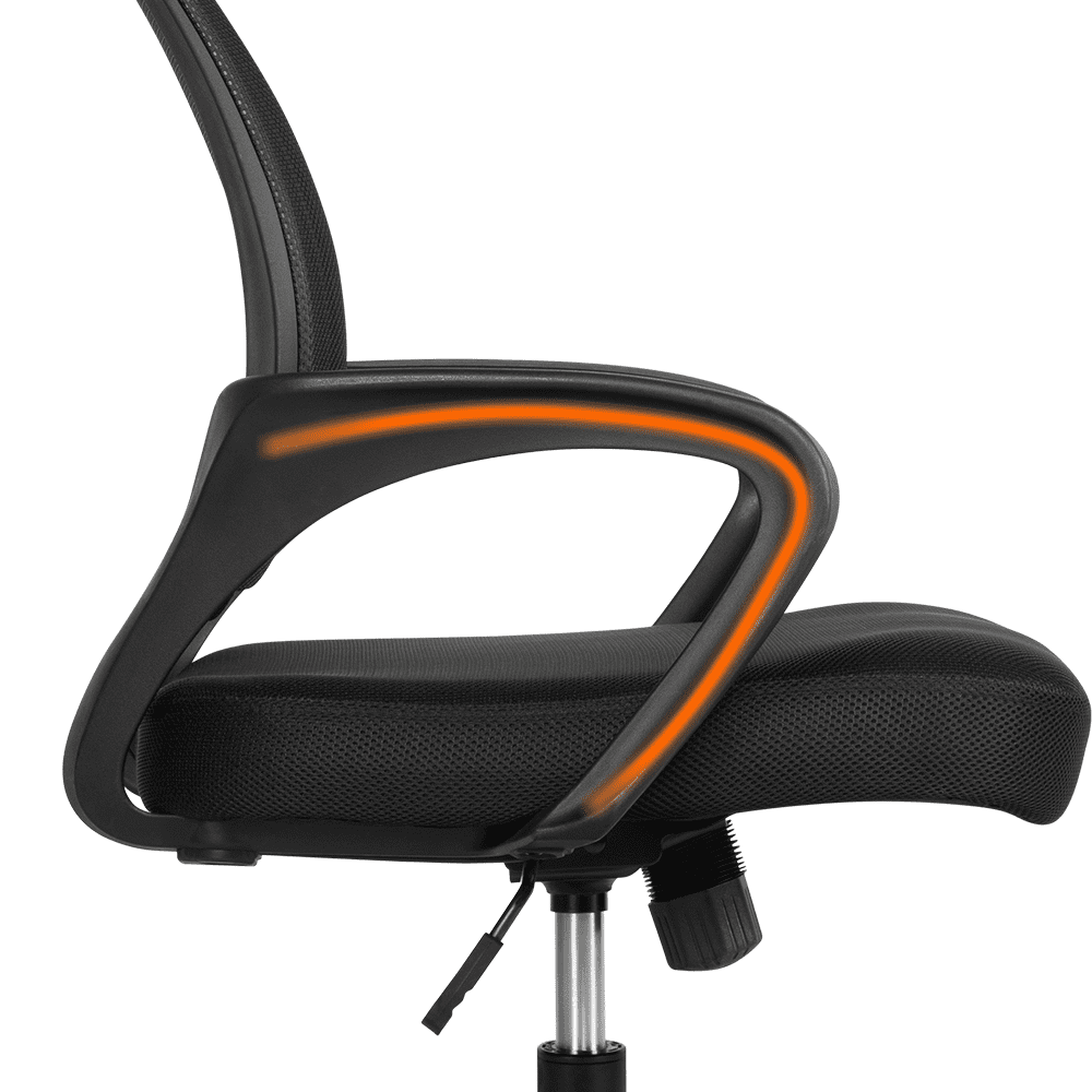 Alden Design Adjustable Ergonomic Mid-Back Mesh Office Chair with Armrests, Black