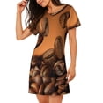 thumbnail image 2 of Sikiie Coffee Beans Print Women's Short-sleeved Nightdress, Round Neck Pullover Nightdress Pajamas Summer Home Wear, 2 of 6