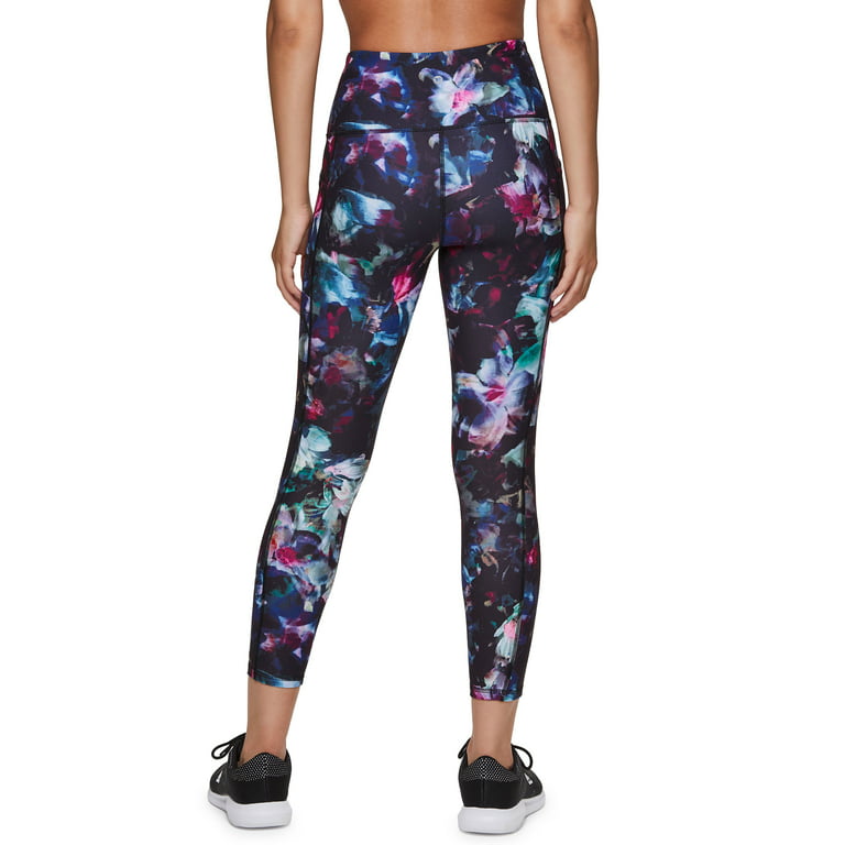 RBX Active Women's Athletic Ultra Soft Dark Floral 7/8 Legging With Pockets  