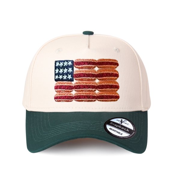 Vergiac American Flag Hot Dog Letter Embroidered Color Block Trucker Hat Unisex Adjustable Breathable Cotton Fashion Cap for Travel Daily Outdoor Wear