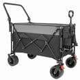 thumbnail image 5 of Multi-Functional Push-Pull Folding Wagon Cart with Rotating Handle & Canopy, 7''x4''All-Terrain Wheels & Brakes, Load Capacity 480lbs, 300L Large Capacity for Transport, Groceries, Outdoor Use, Black, 5 of 12