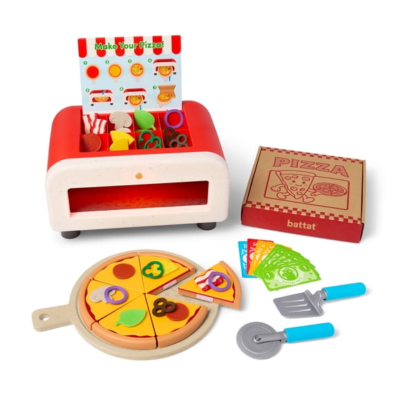 Battat Make & Bake Pizza Oven 52-Piece Plastic Playset for Kids 3 Years and Up