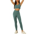 thumbnail image 2 of Allegra K Women's 2 Piece Workout Sets Seamless Ribbed Sports Bra High Waisted Leggings Set, 2 of 5