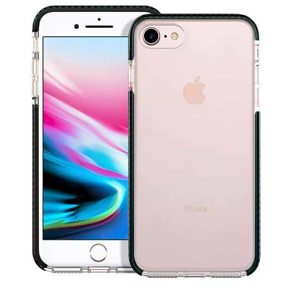 Apple iPhone 8 / iPhone 7 Full Body Clear TPU Bumper Shockproof Protective Hybrid Case Cover Black