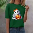 thumbnail image 1 of YLHFASHION T-shirt d'Halloween pour Femmes Manches Courtes Col Rond Imprimé Citrouille Décontracté Automne, 1 of 4